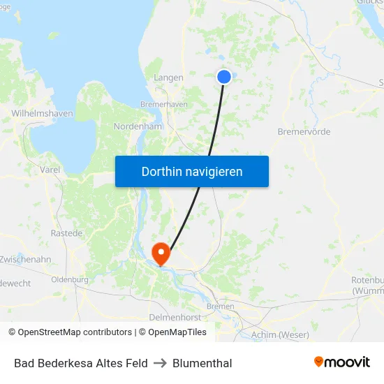 Bad Bederkesa Altes Feld to Blumenthal map
