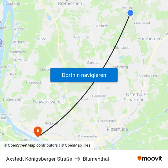 Axstedt Königsberger Straße to Blumenthal map