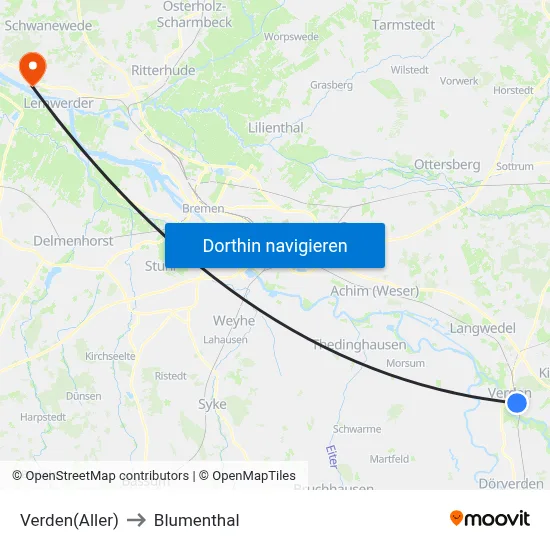 Verden(Aller) to Blumenthal map