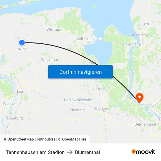 Tannenhausen am Stadion to Blumenthal map