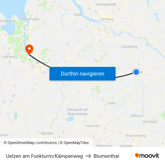 Uelzen am Funkturm/Kämpenweg to Blumenthal map