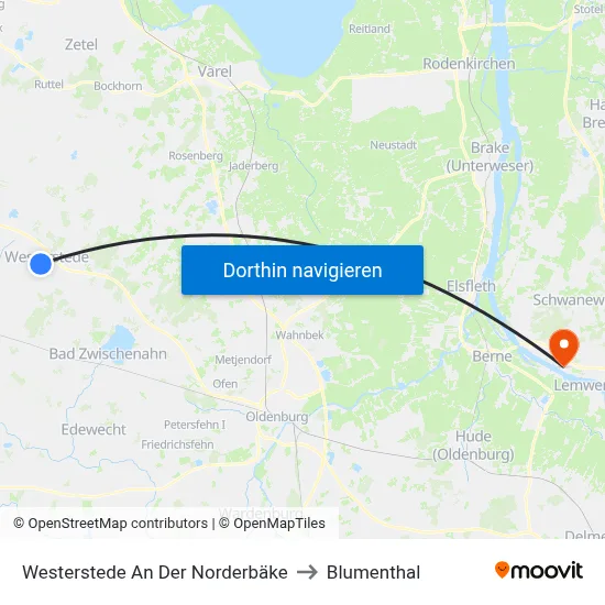 Westerstede An Der Norderbäke to Blumenthal map