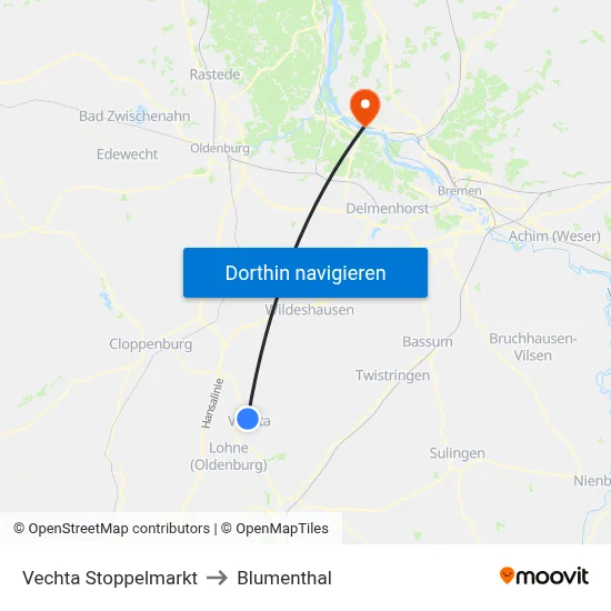 Vechta Stoppelmarkt to Blumenthal map