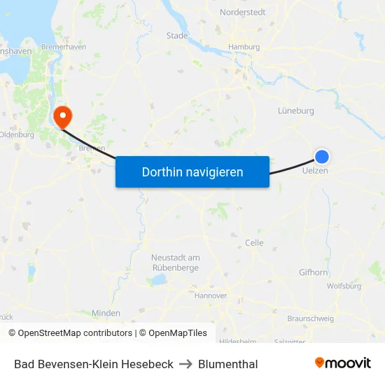 Bad Bevensen-Klein Hesebeck to Blumenthal map