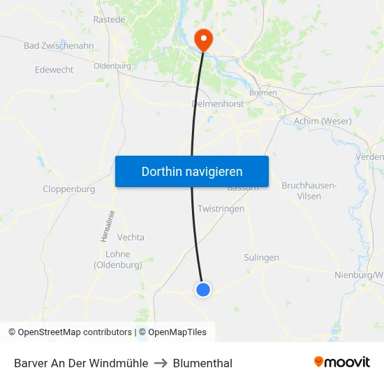 Barver An Der Windmühle to Blumenthal map