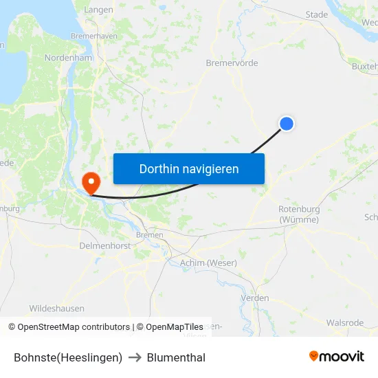 Bohnste(Heeslingen) to Blumenthal map