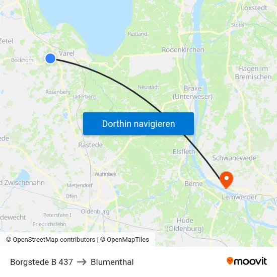 Borgstede B 437 to Blumenthal map