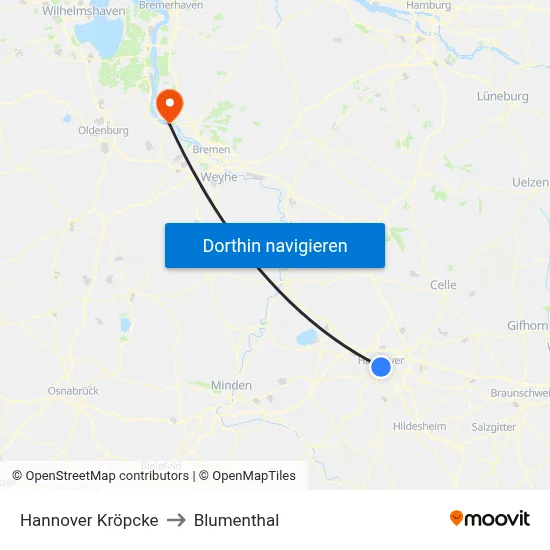 Hannover Kröpcke to Blumenthal map