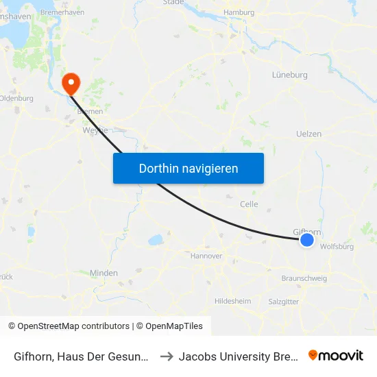 Gifhorn, Haus Der Gesundheit to Jacobs University Bremen map