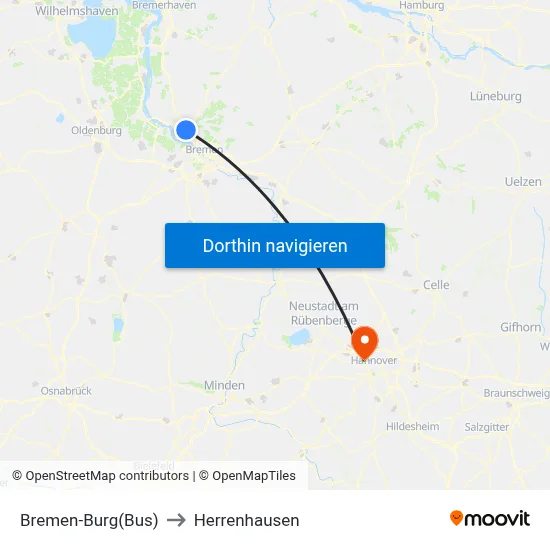 Bremen-Burg(Bus) to Herrenhausen map