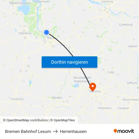 Bremen Bahnhof Lesum to Herrenhausen map