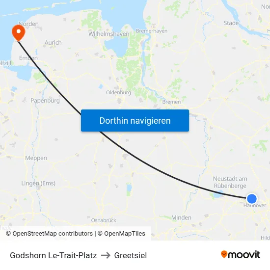 Godshorn Le-Trait-Platz to Greetsiel map