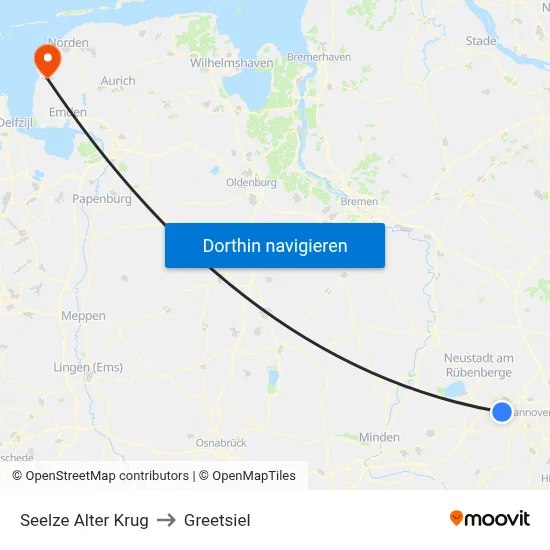 Seelze Alter Krug to Greetsiel map