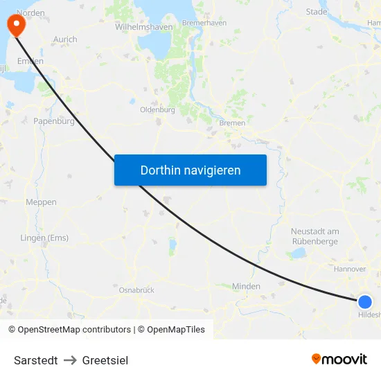 Sarstedt to Greetsiel map