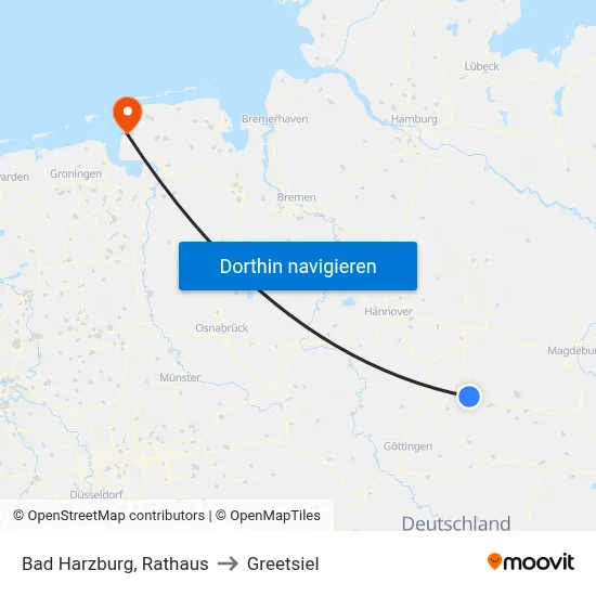 Bad Harzburg, Rathaus to Greetsiel map