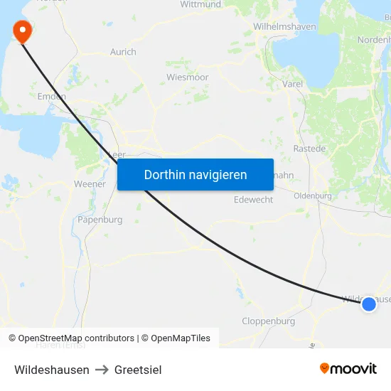 Wildeshausen to Greetsiel map