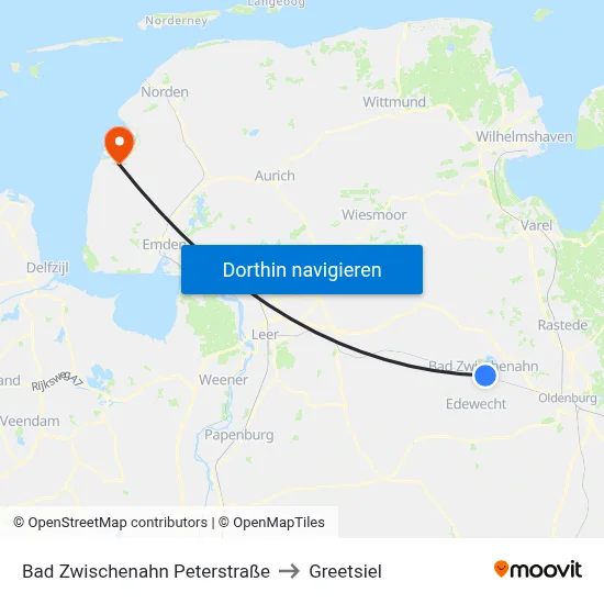 Bad Zwischenahn Peterstraße to Greetsiel map