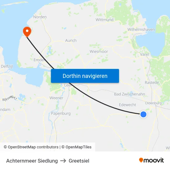 Achternmeer Siedlung to Greetsiel map