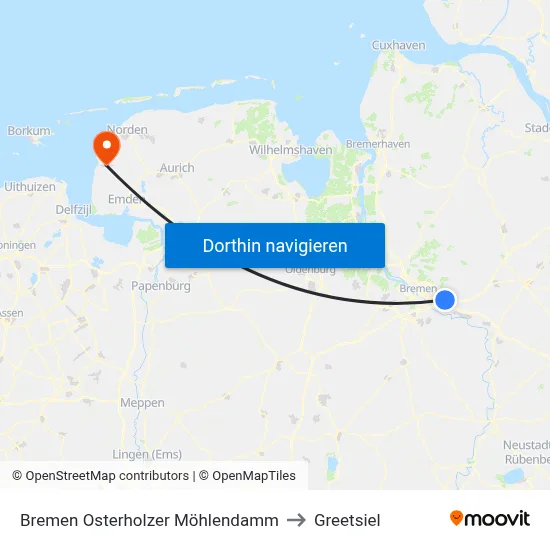 Bremen Osterholzer Möhlendamm to Greetsiel map