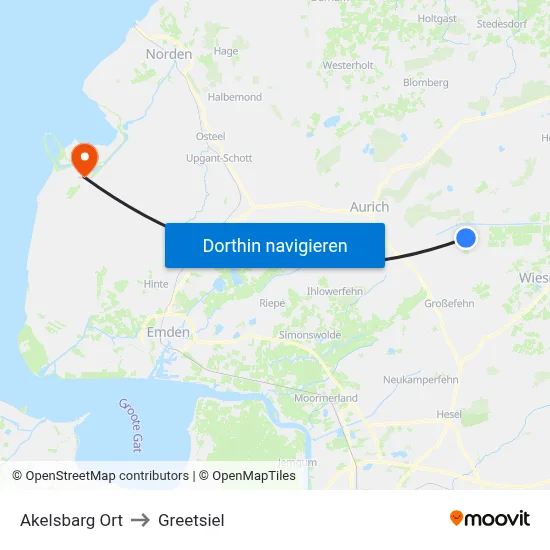 Akelsbarg Ort to Greetsiel map