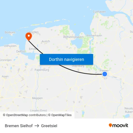 Bremen Sielhof to Greetsiel map