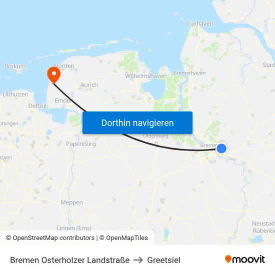 Bremen Osterholzer Landstraße to Greetsiel map