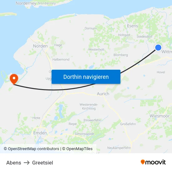 Abens to Greetsiel map