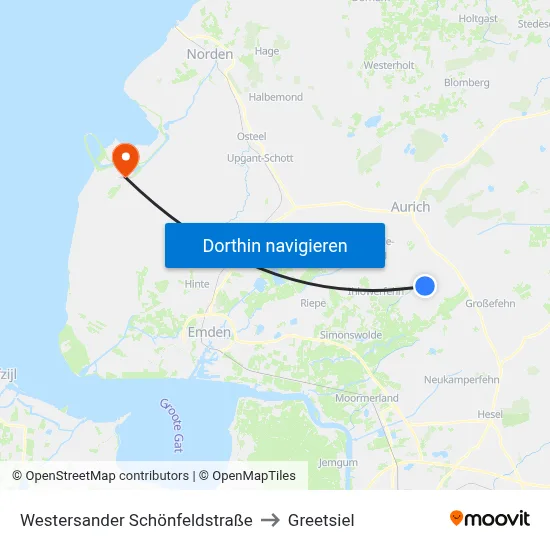 Westersander Schönfeldstraße to Greetsiel map