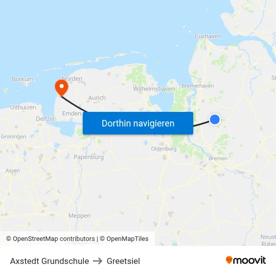 Axstedt Grundschule to Greetsiel map