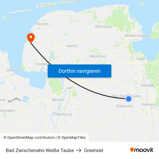 Bad Zwischenahn Weiße Taube to Greetsiel map