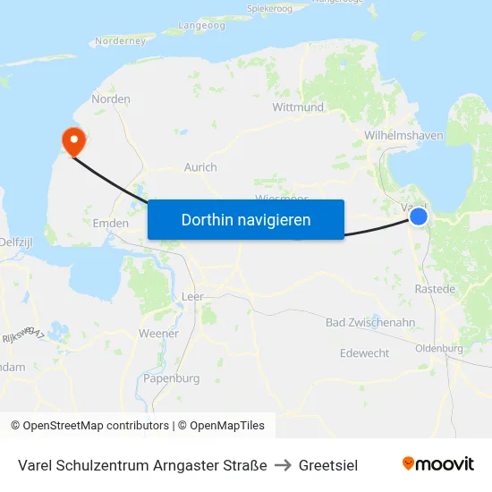 Varel Schulzentrum Arngaster Straße to Greetsiel map
