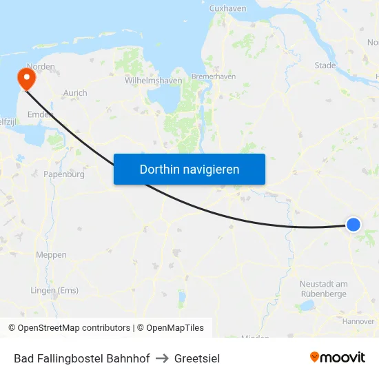 Bad Fallingbostel Bahnhof to Greetsiel map
