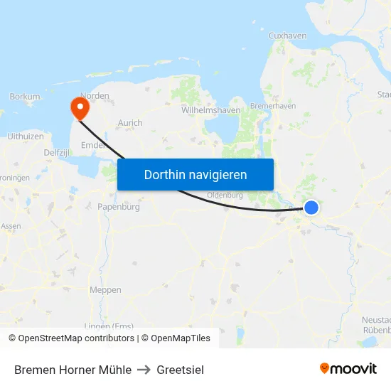 Bremen Horner Mühle to Greetsiel map