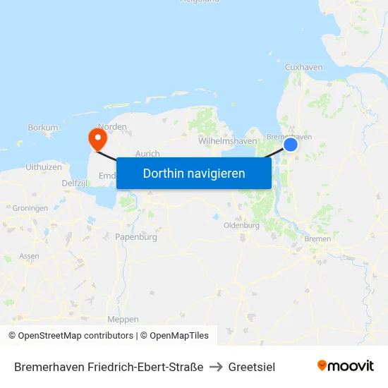 Bremerhaven Friedrich-Ebert-Straße to Greetsiel map