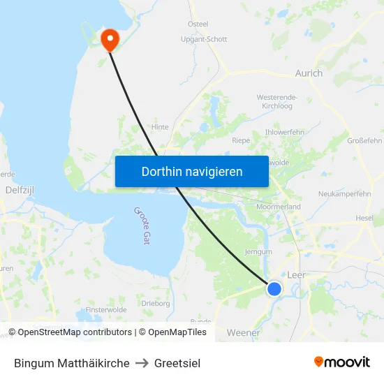 Bingum Matthäikirche to Greetsiel map