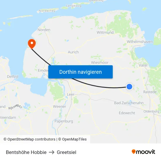 Bentshöhe Hobbie to Greetsiel map