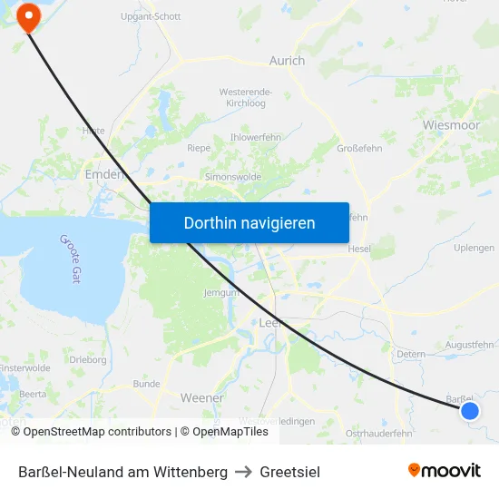 Barßel-Neuland am Wittenberg to Greetsiel map