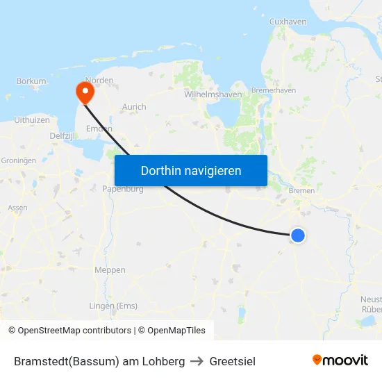 Bramstedt(Bassum) am Lohberg to Greetsiel map