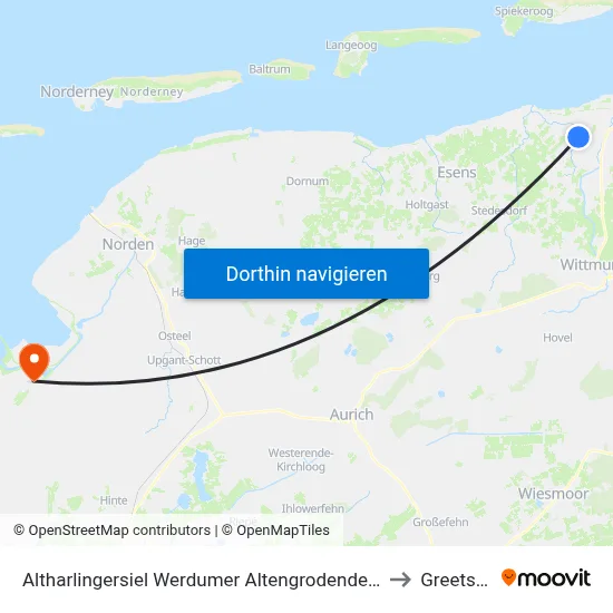 Altharlingersiel Werdumer Altengrodendeich to Greetsiel map