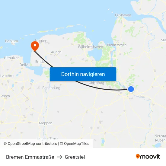 Bremen Emmastraße to Greetsiel map