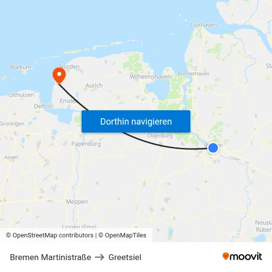 Bremen Martinistraße to Greetsiel map