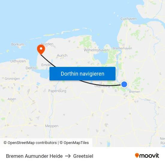 Bremen Aumunder Heide to Greetsiel map