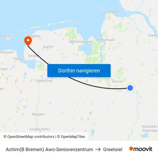 Achim(B Bremen) Awo-Seniorenzentrum to Greetsiel map