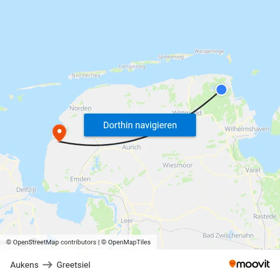 Aukens to Greetsiel map