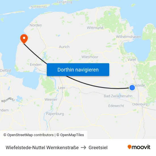 Wiefelstede-Nuttel Wemkenstraße to Greetsiel map