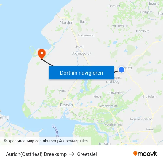Aurich(Ostfriesl) Dreekamp to Greetsiel map