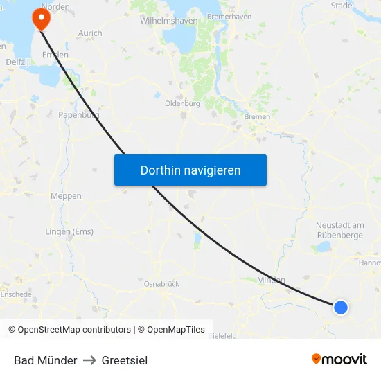Bad Münder to Greetsiel map