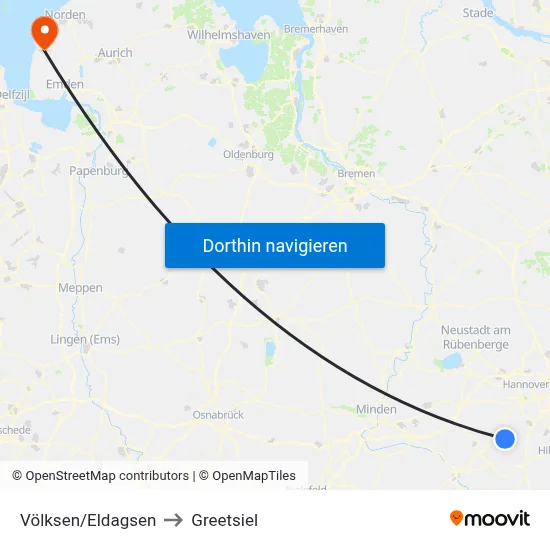 Völksen/Eldagsen to Greetsiel map