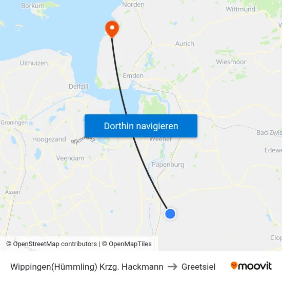 Wippingen(Hümmling) Krzg. Hackmann to Greetsiel map