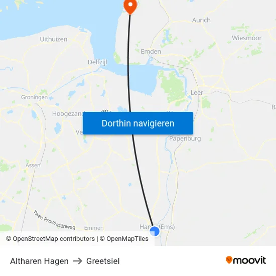 Altharen Hagen to Greetsiel map